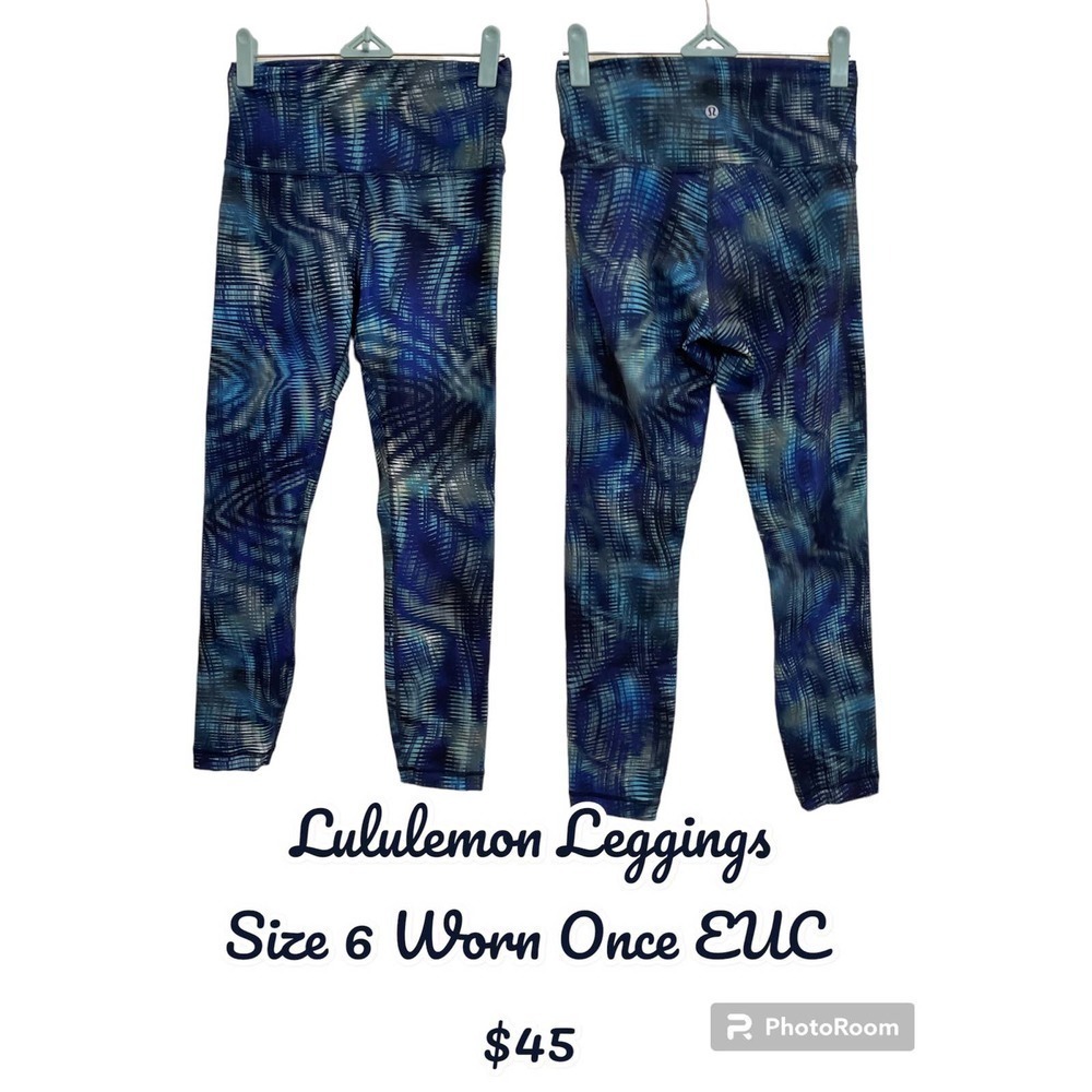 LULULEMON blue print leggings 6